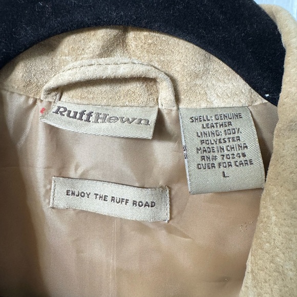 Ruff Hewn Suede vest, L, Tan, zip Front, Stand up Neck, pockets perfect cond - Picture 2 of 13